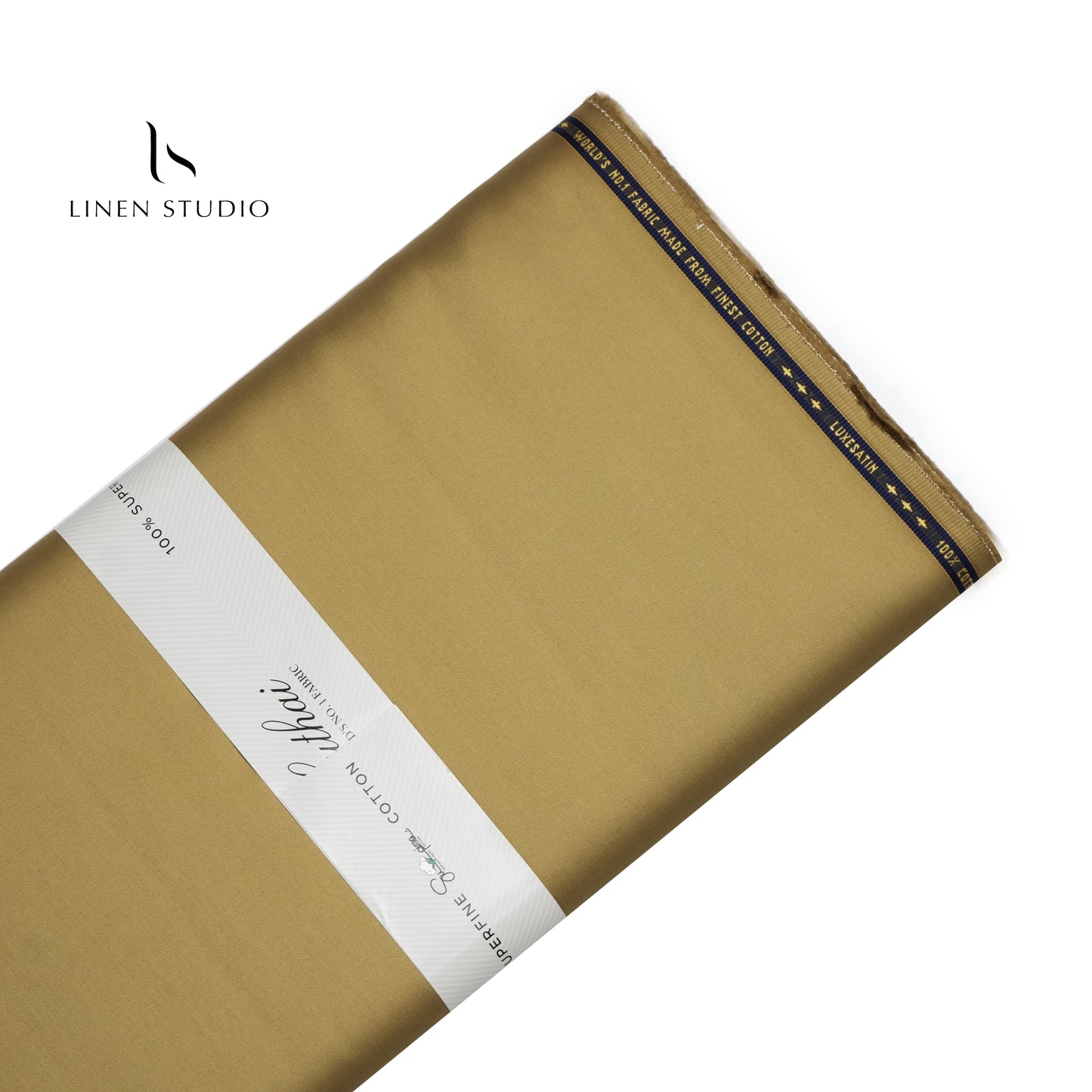 Luthai 100% Cotton Luxesatin Shirting  - Mettalic Gold - Linen Studio