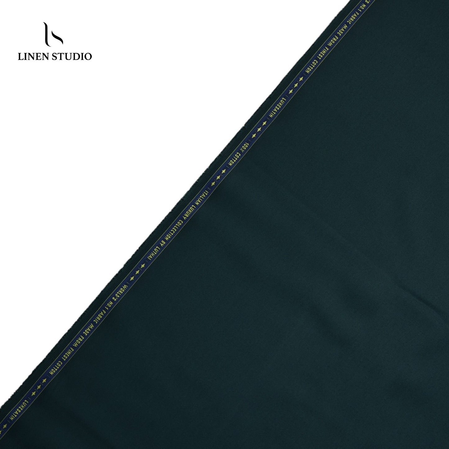 Luthai 100% Cotton Luxesatin Shirting  - Dark Emerald - Linen Studio