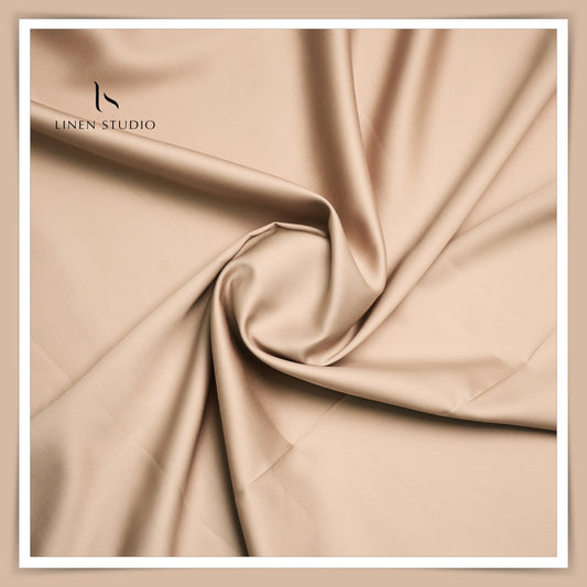 Luthai 100% Cotton Luxesatin Shirting  - Dark Beige - Linen Studio