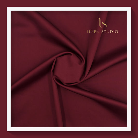 Luthai 100% Cotton Luxesatin Shirting  - Dark Maroon