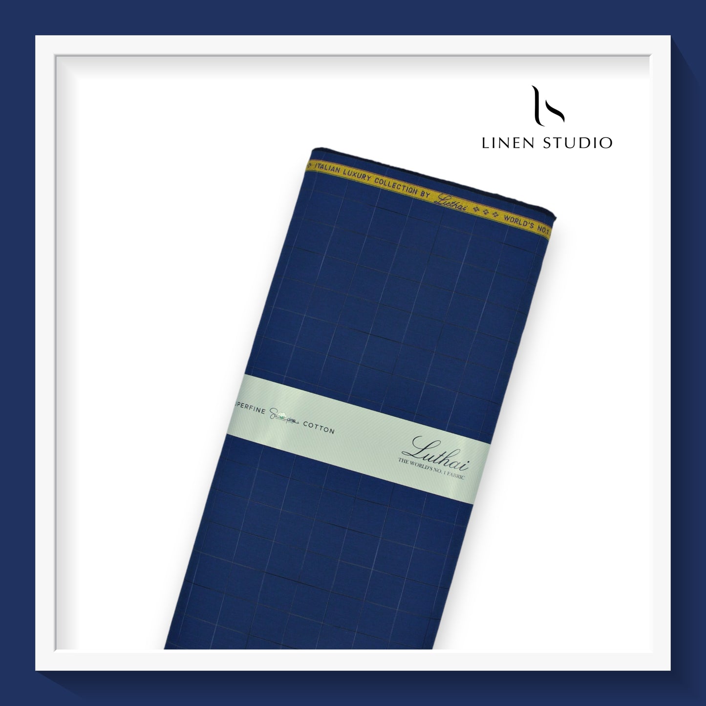 Luthai Supima Cotton Fancy Checks - Beautiful Blue