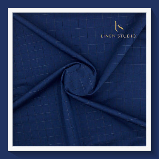 Luthai Supima Cotton Fancy Checks - Beautiful Blue