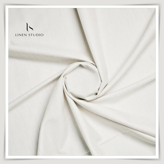 Luthai Supima Cotton Shirting - Khadi Cream/ Grey - Linen Studio