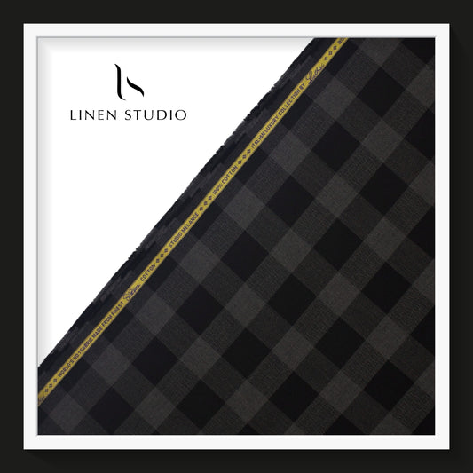 Luthai Jacquard - Supima Cotton - Black Checks (zoom in) (Copy)