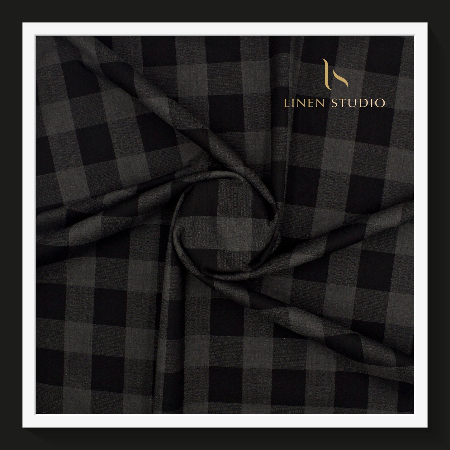 Luthai Jacquard - Supima Cotton - Black Checks (zoom in) (Copy)