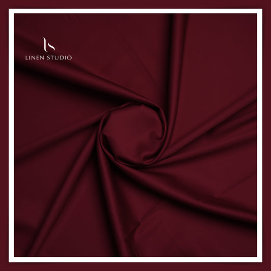 Luthai 100% Cotton Luxesatin Shirting  - Dark Maroon - Linen Studio