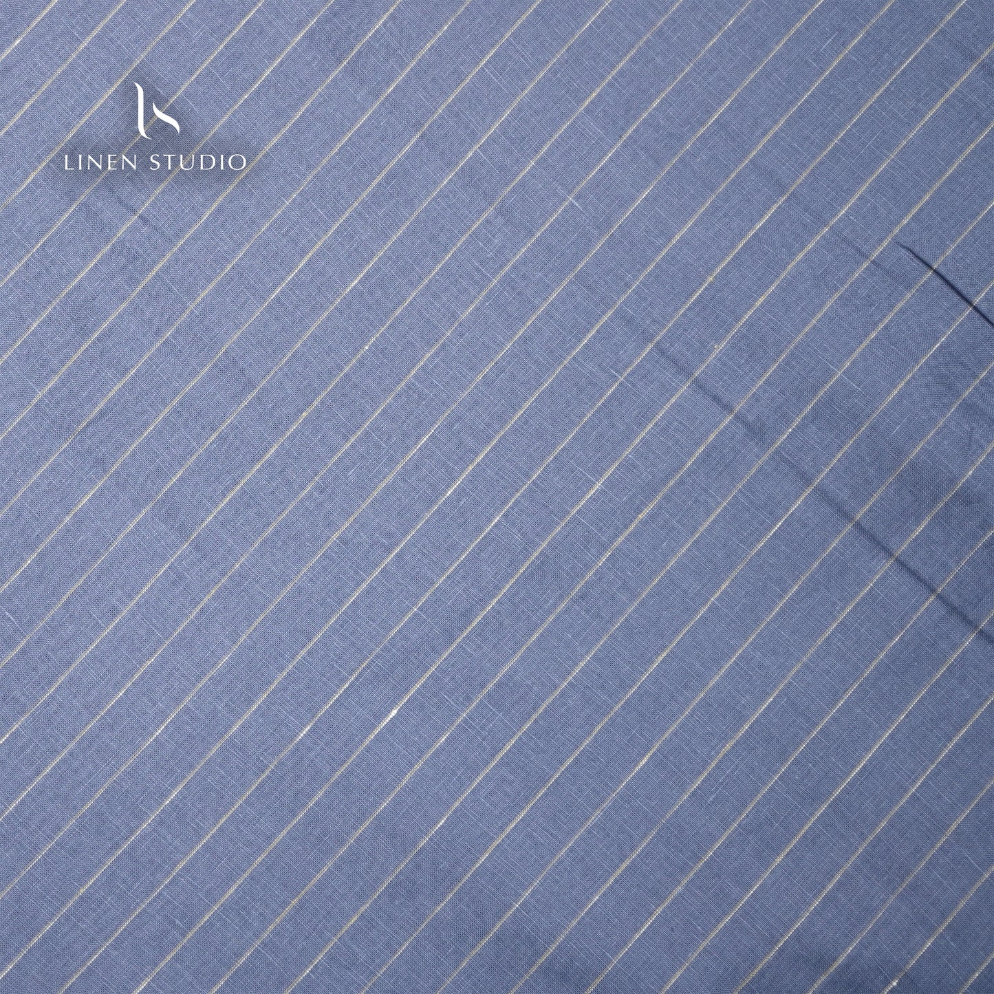 75 Lea Luxurious Irish Linen Shirting - Aegean Blue Stripes