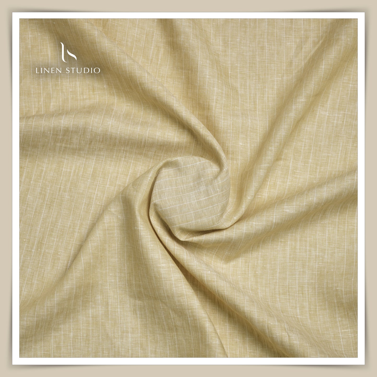 75 Lea Luxurious Irish Linen Shirting - Flaxen Yellow Stripes