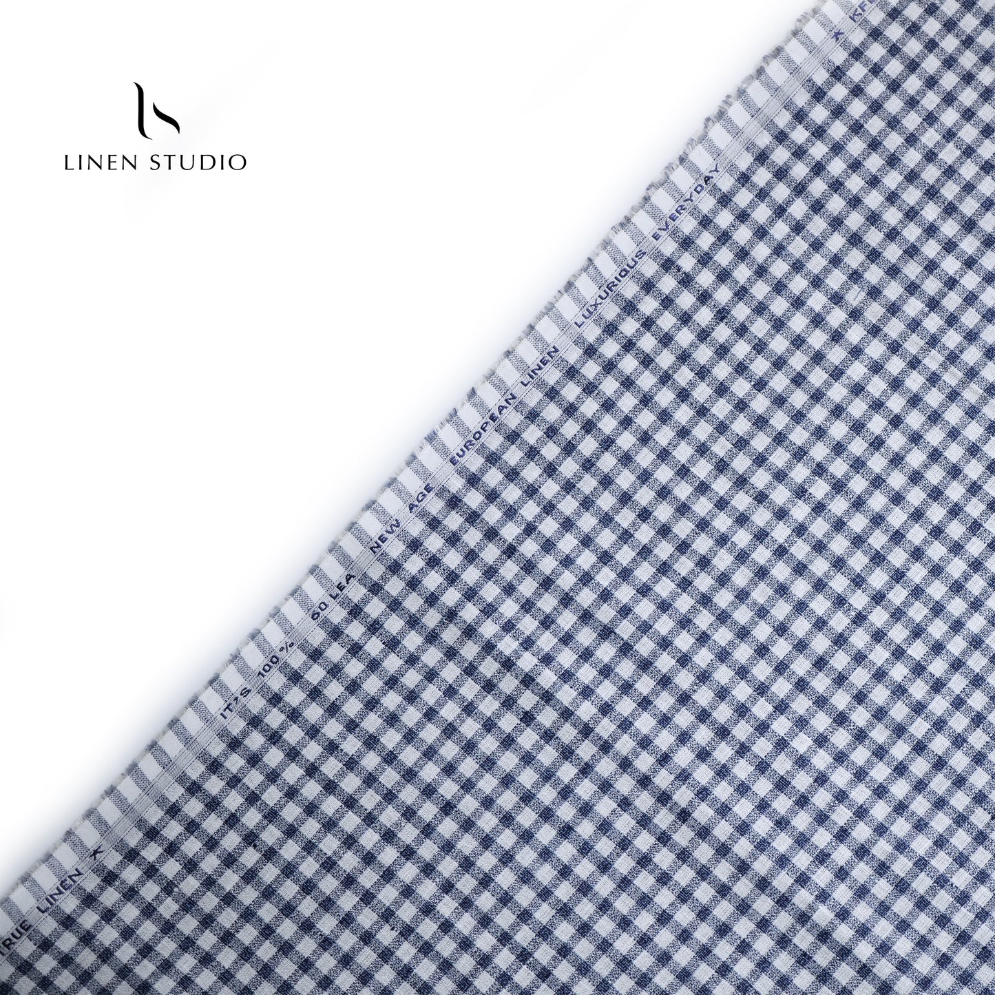 Premium Twill Shirting 60 Lea - White and Blue Checks (zoom in)