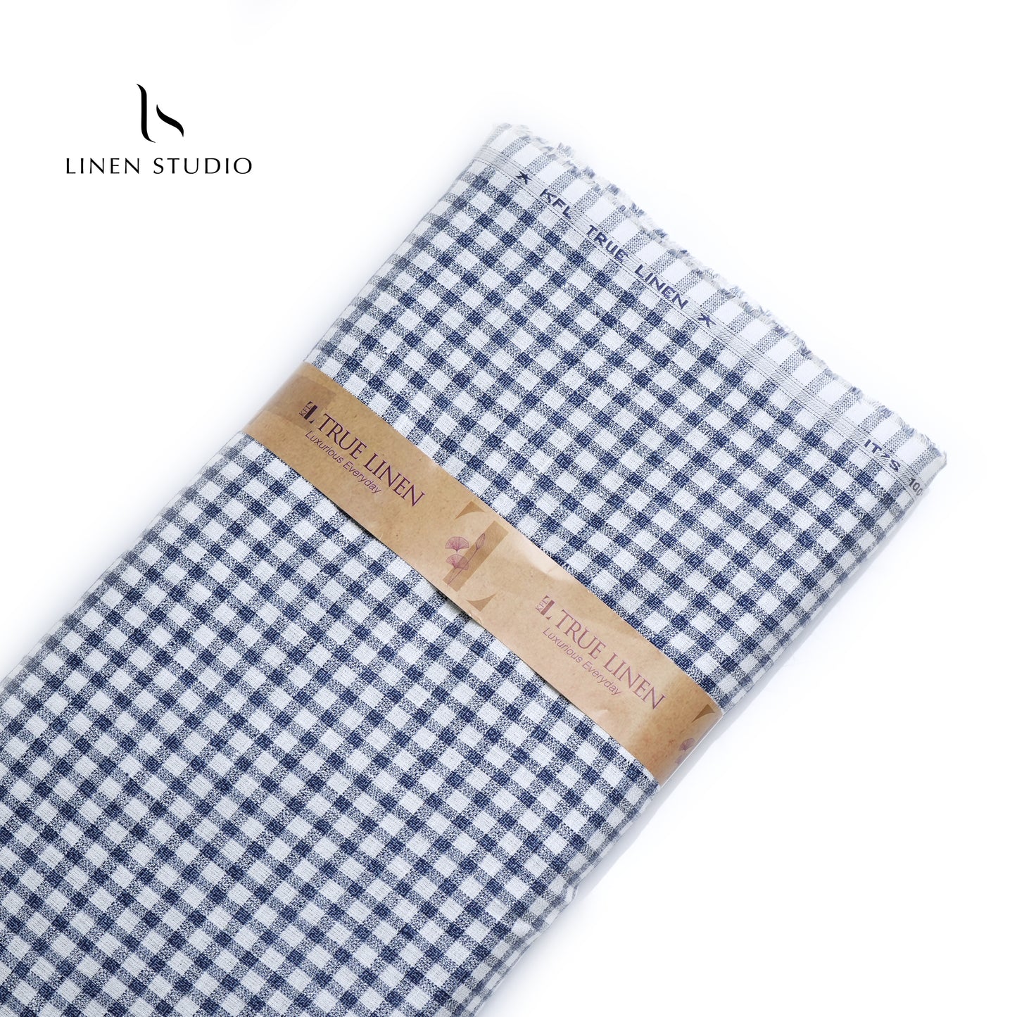 Premium Twill Shirting 60 Lea - White and Blue Checks (zoom in)