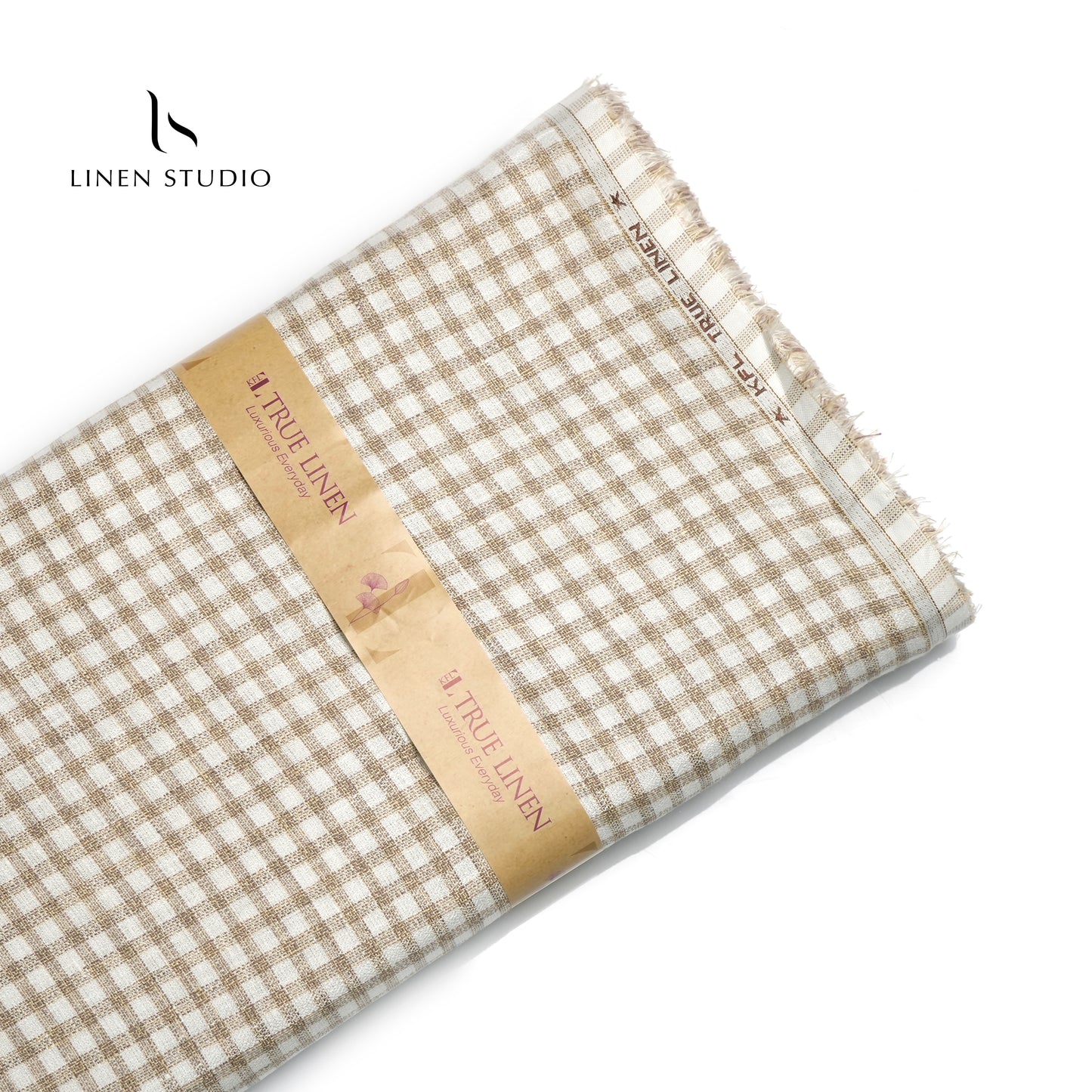 Premium Twill Shirting 60 Lea - White and Brown Checks (zoom in)