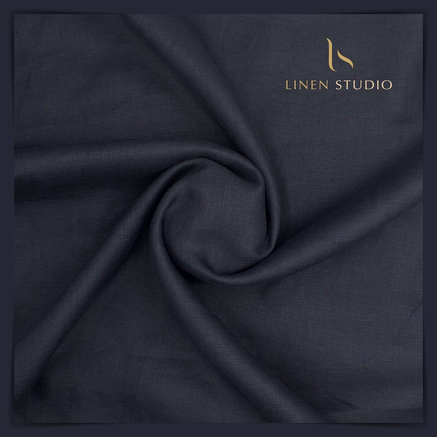 Feather Navy Blue Netted Burgoyne - Pure Linen 70 Lea - Linen Studio