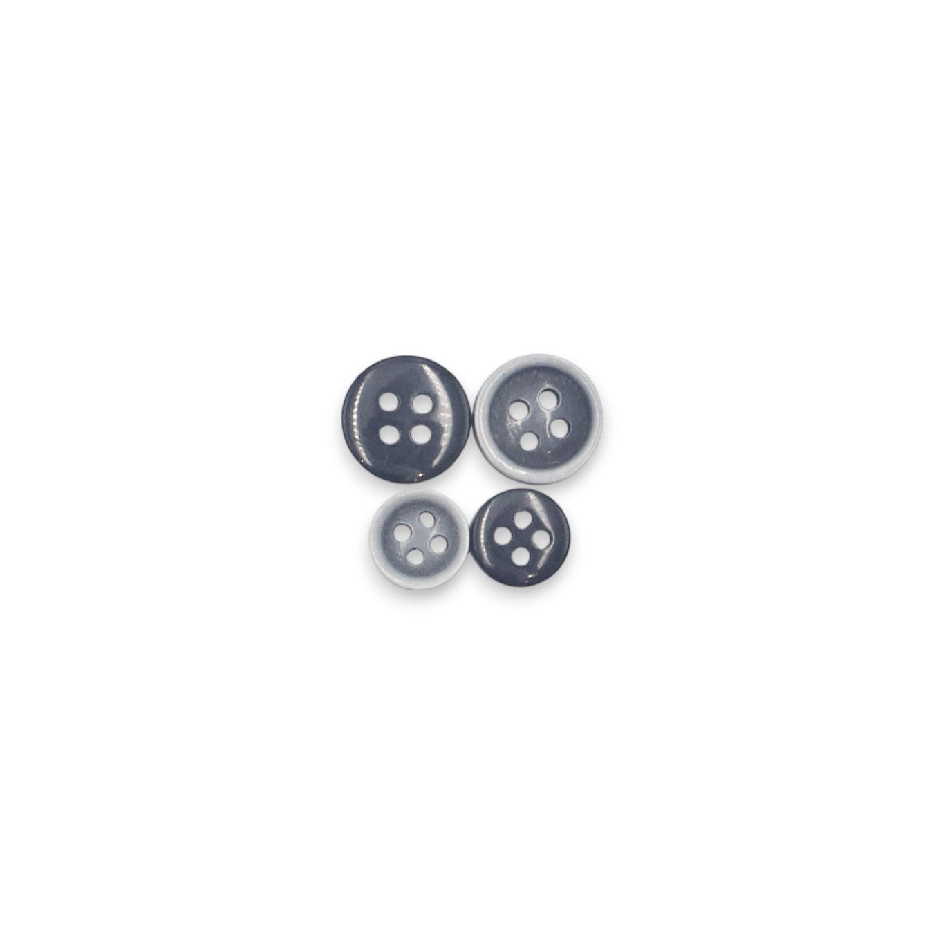 Round Rim 4 Hole Dark Grey / White  Fancy Dual Tone Shirt Buttons (Big & Small)