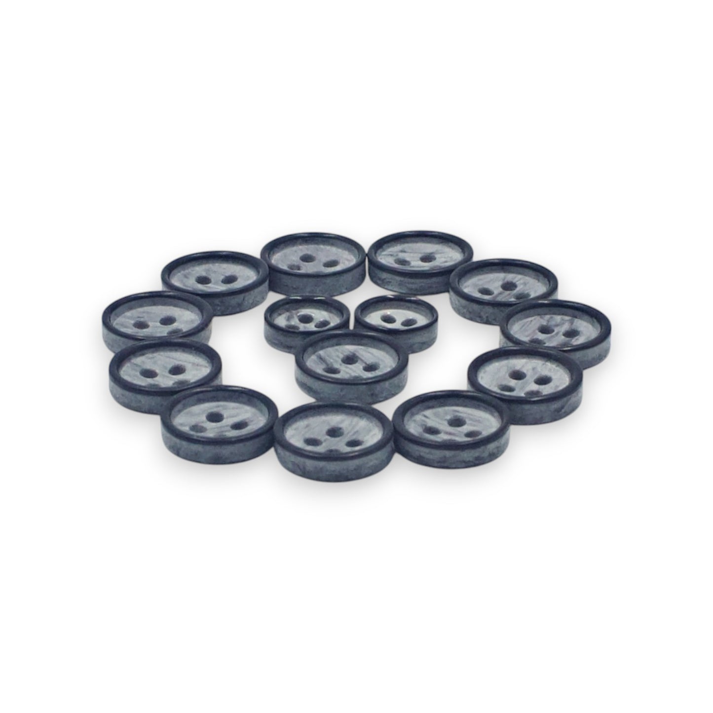 Round Rim 4 Hole Dark Grey / Black  Fancy Dual Tone Shirt Buttons (Big & Small)