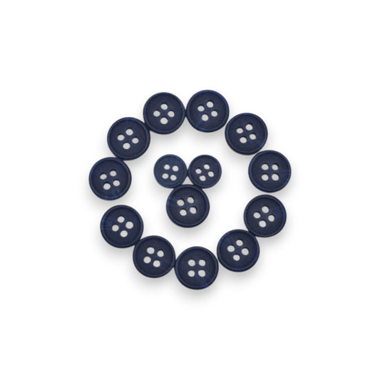 Round Rim 4 Hole Blue Colour Fancy Dual Tone Shirt Buttons (Big & Small)