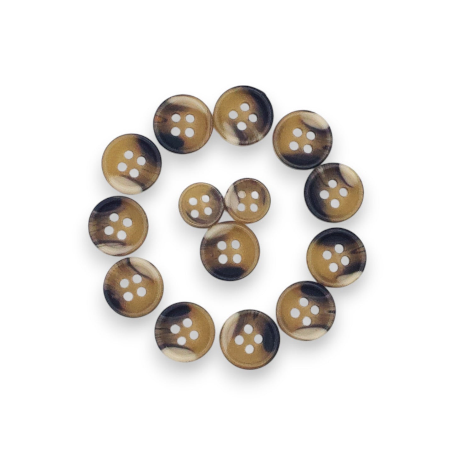 Round Rim 4 Hole Fancy Brown Multi Tone Shirt Buttons (Big & Small)