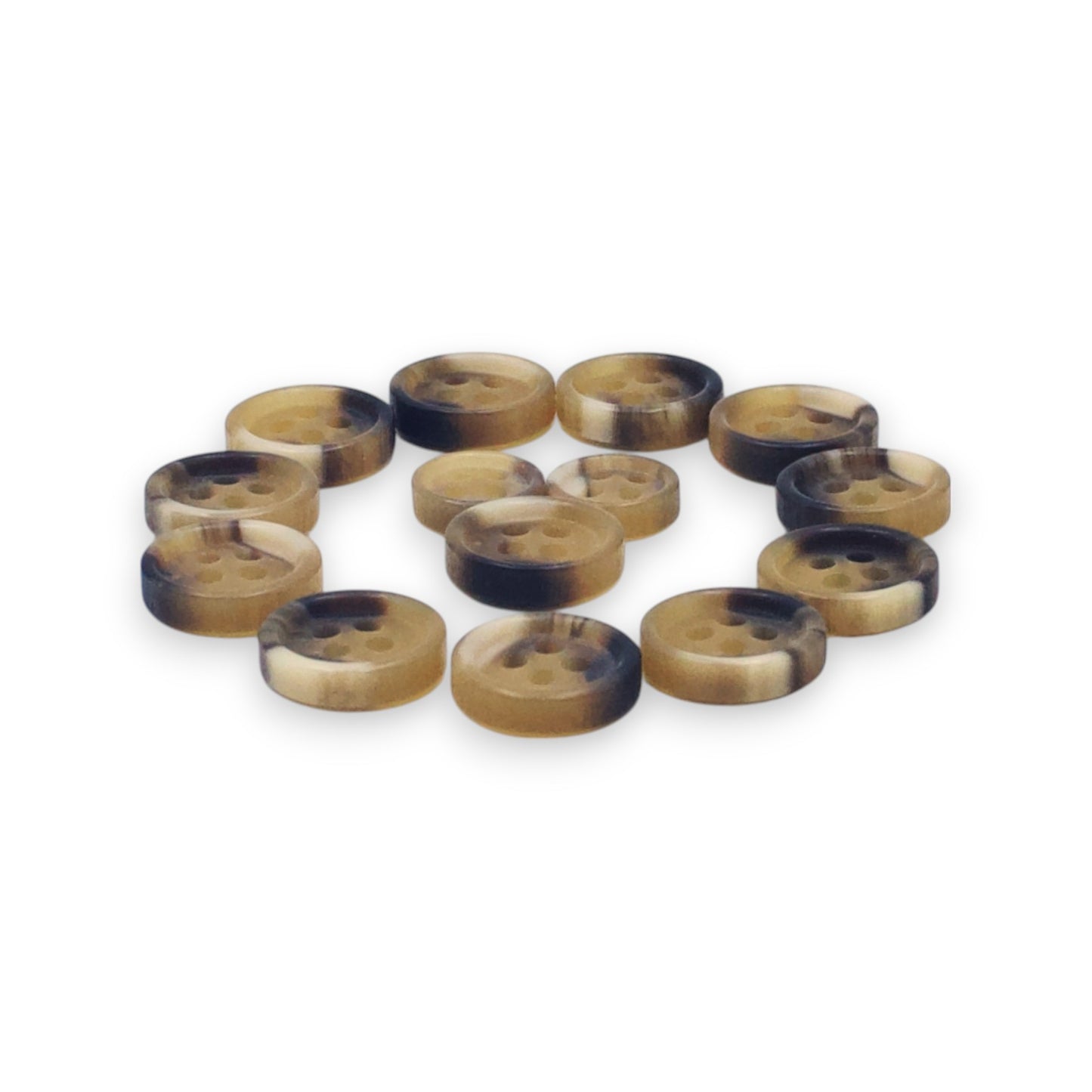 Round Rim 4 Hole Fancy Brown Multi Tone Shirt Buttons (Big & Small)