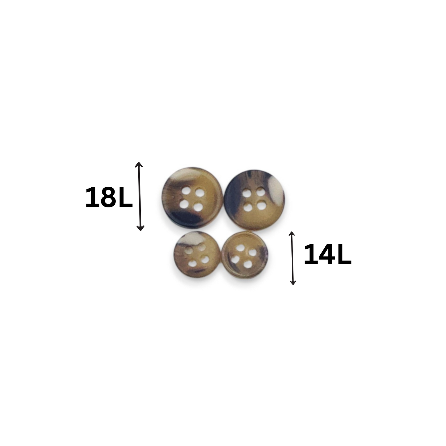 Round Rim 4 Hole Fancy Brown Multi Tone Shirt Buttons (Big & Small)