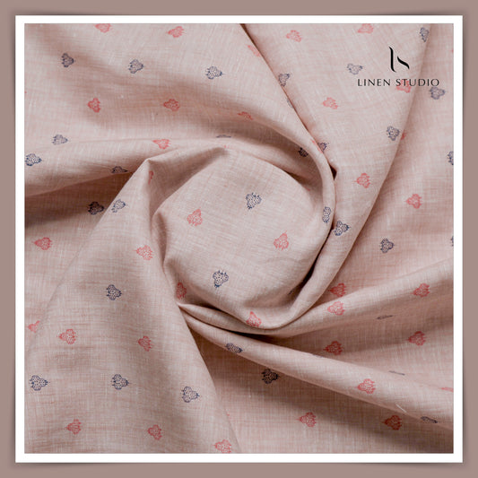 Linen Fiesta 60 Lea Printed Linen Shirting - Peachy