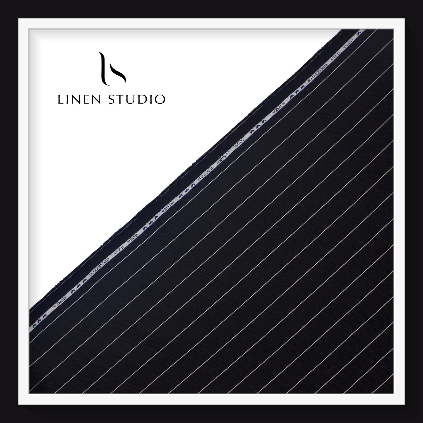 Pure Cotton Shirting - Black with White Stripes (Classic)