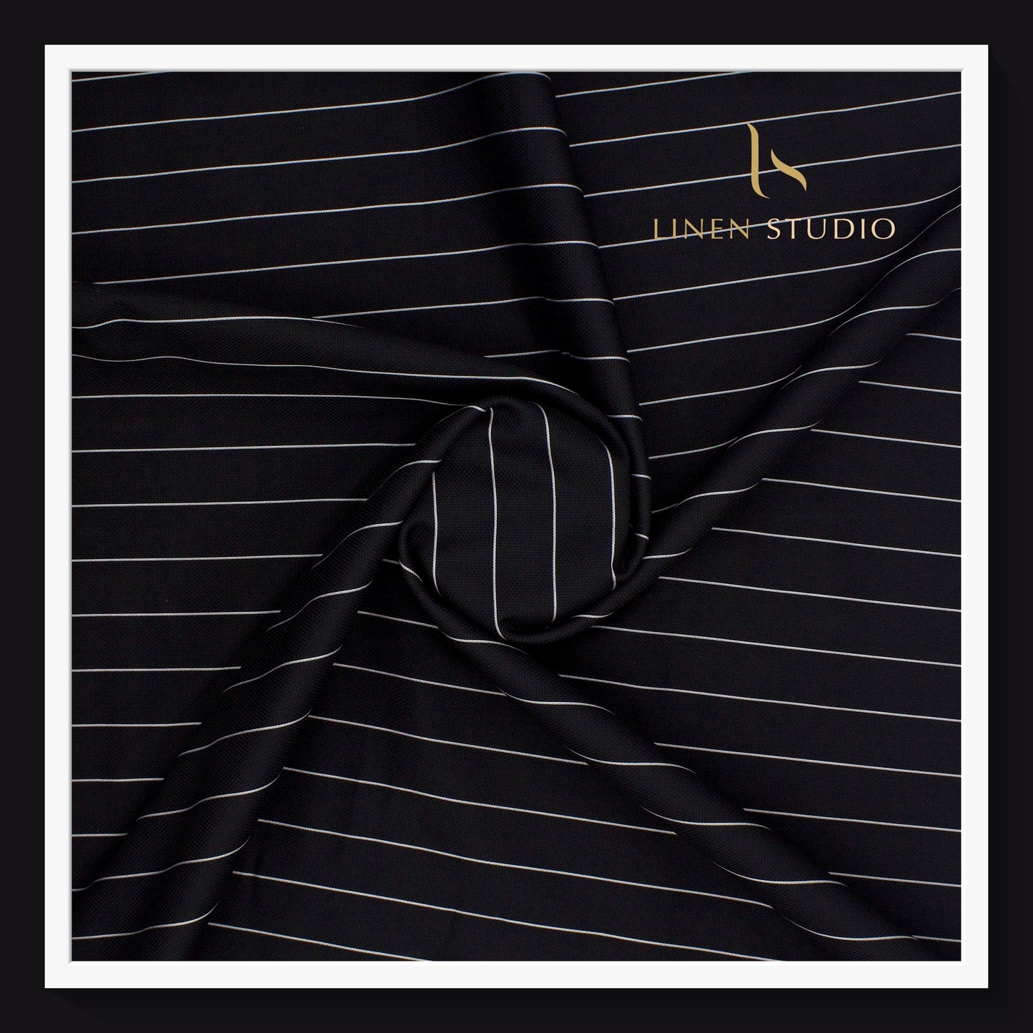 Pure Cotton Shirting - Black with White Stripes (Classic)