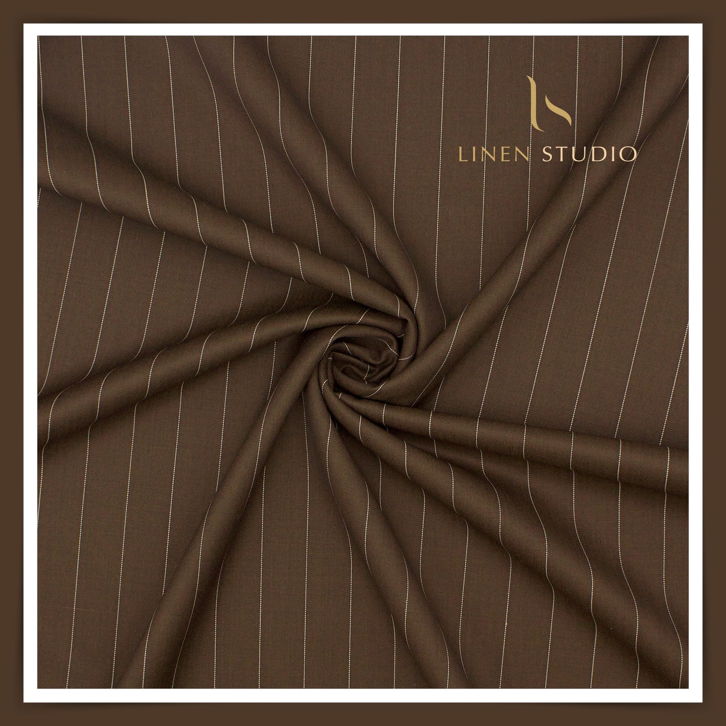 130's Australian Merino Wool by Vercelli - Walnut Brown Stripes