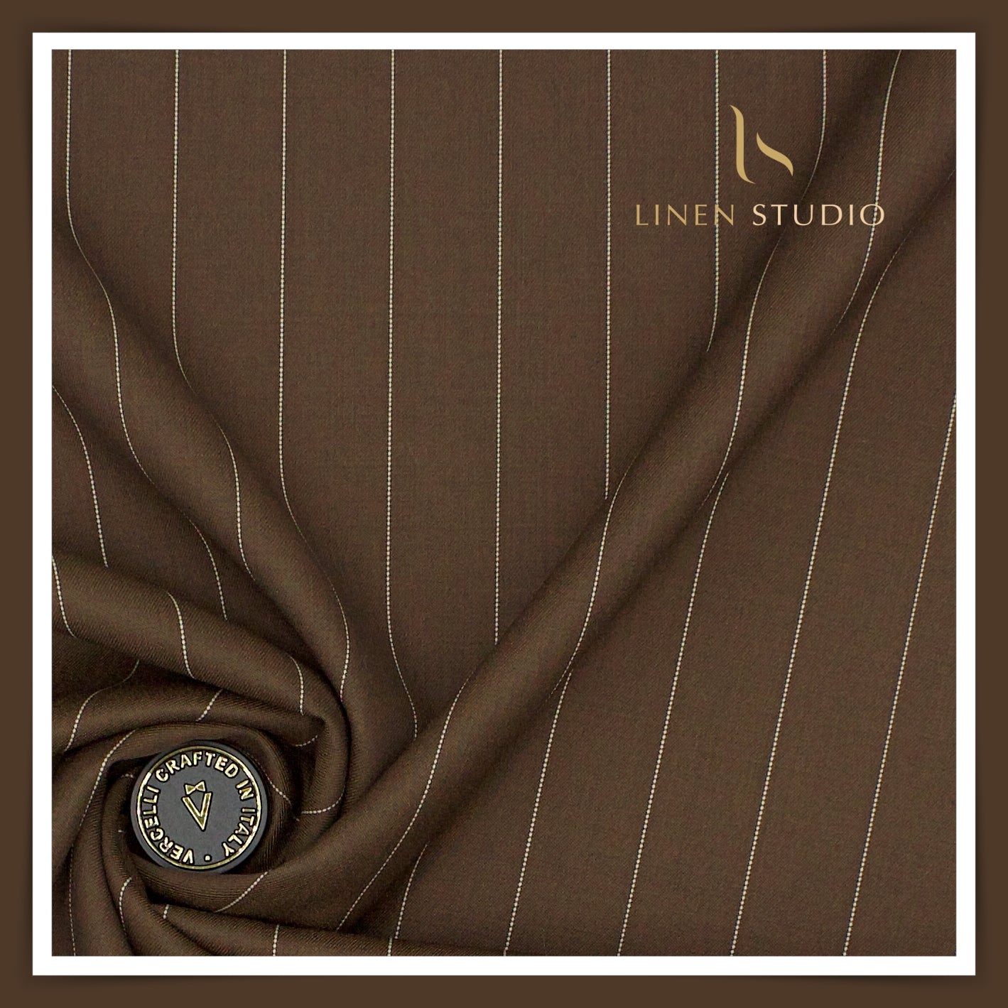 130's Australian Merino Wool by Vercelli - Walnut Brown Stripes