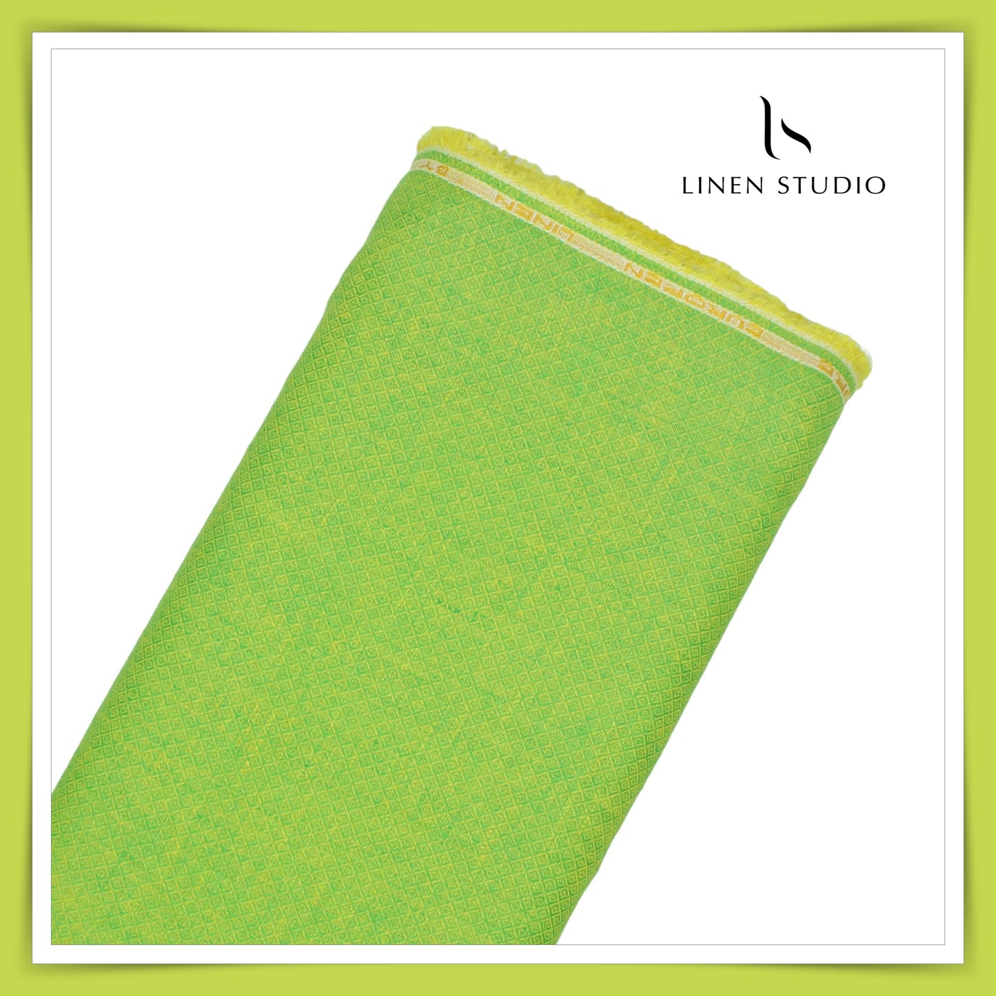 Linen Diamond Dobby - Green - Linen Studio