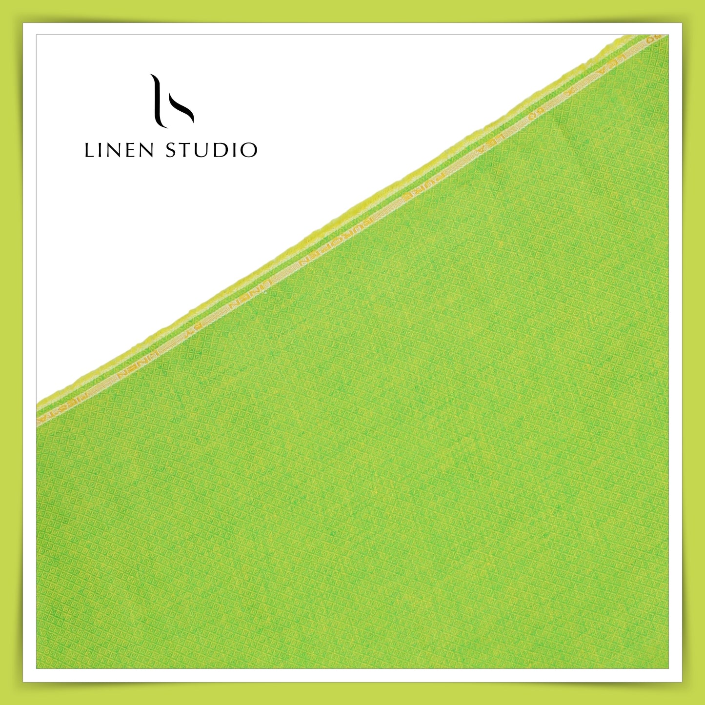 Linen Diamond Dobby - Green - Linen Studio