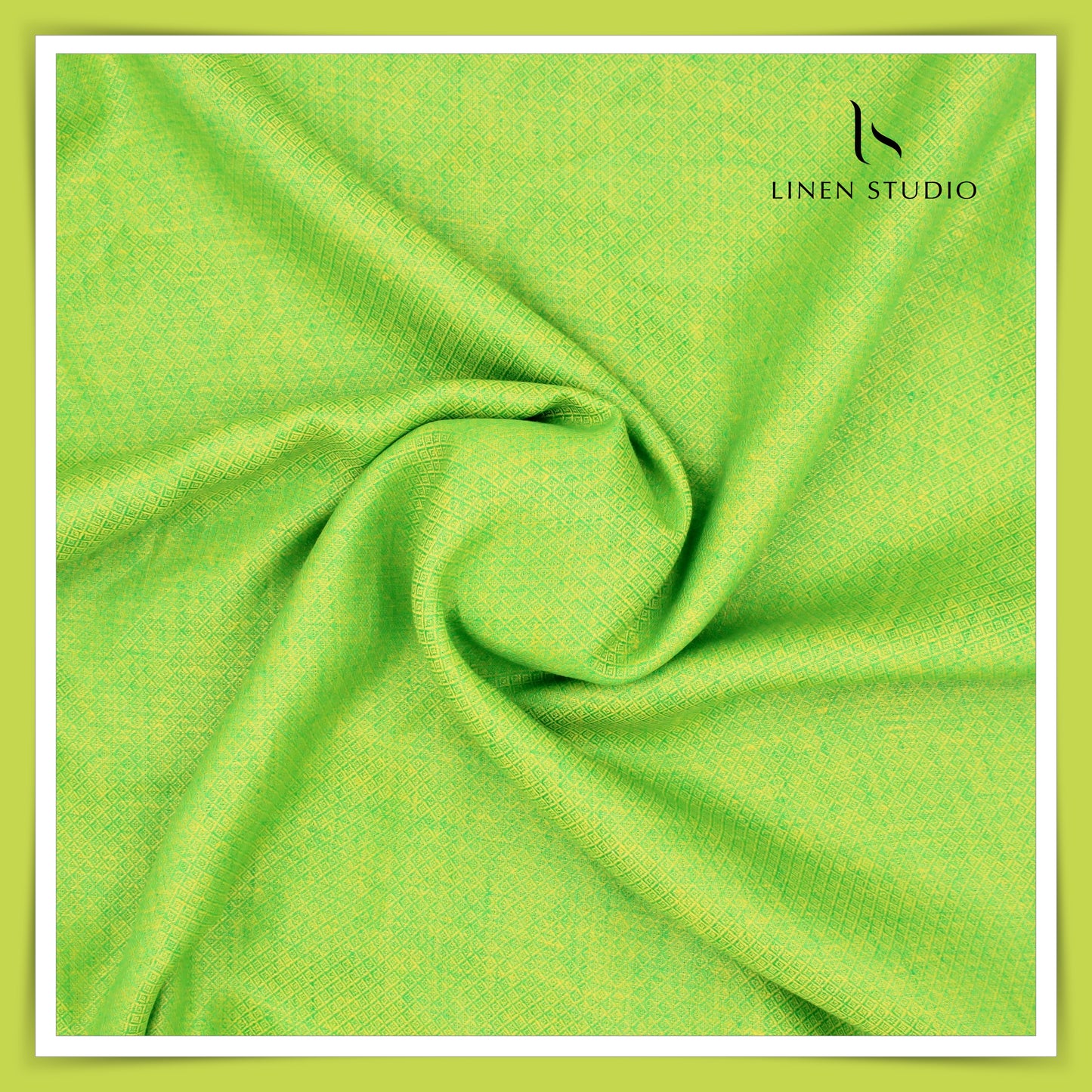 Linen Diamond Dobby - Green - Linen Studio