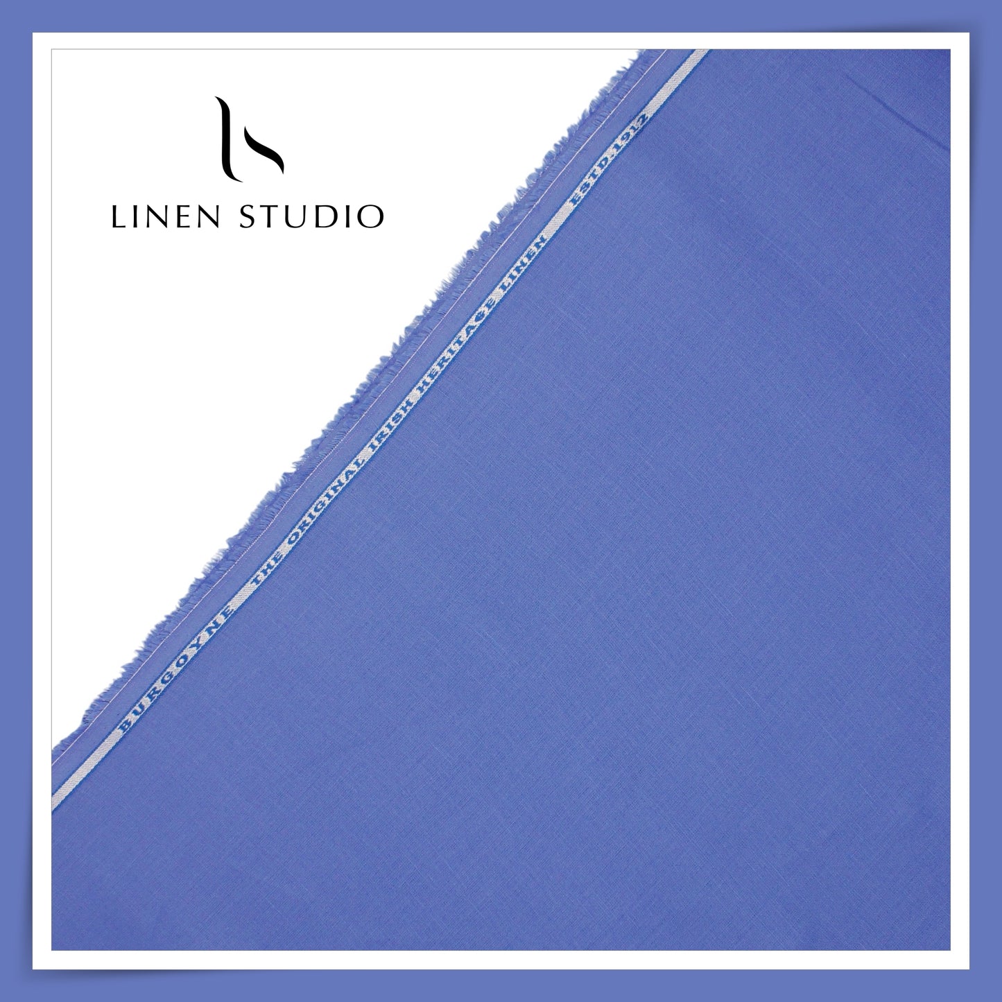 Burgoyne Pure Linen 60 Lea Shirting - Azure Blue (65% SALE) - Linen Studio