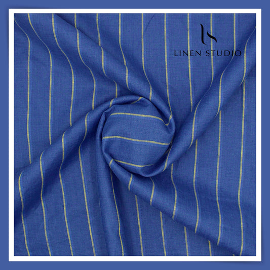 Linen Club 60 Lea Shirting - Blue Stripes (50% SALE)