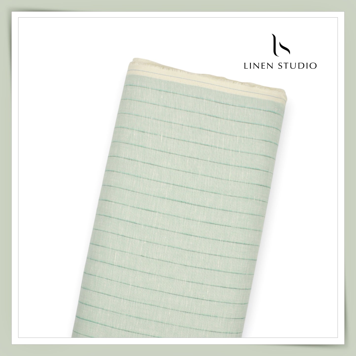 Linen Club 60 Lea Shirting - Light Green Stripes (50% SALE)