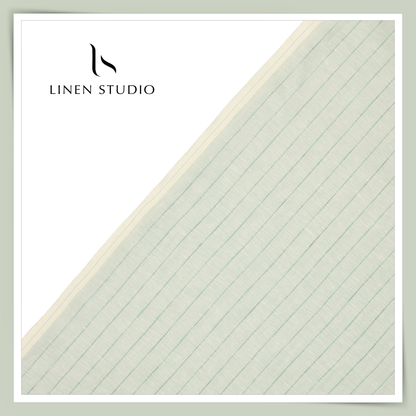 Linen Club 60 Lea Shirting - Light Green Stripes (50% SALE)