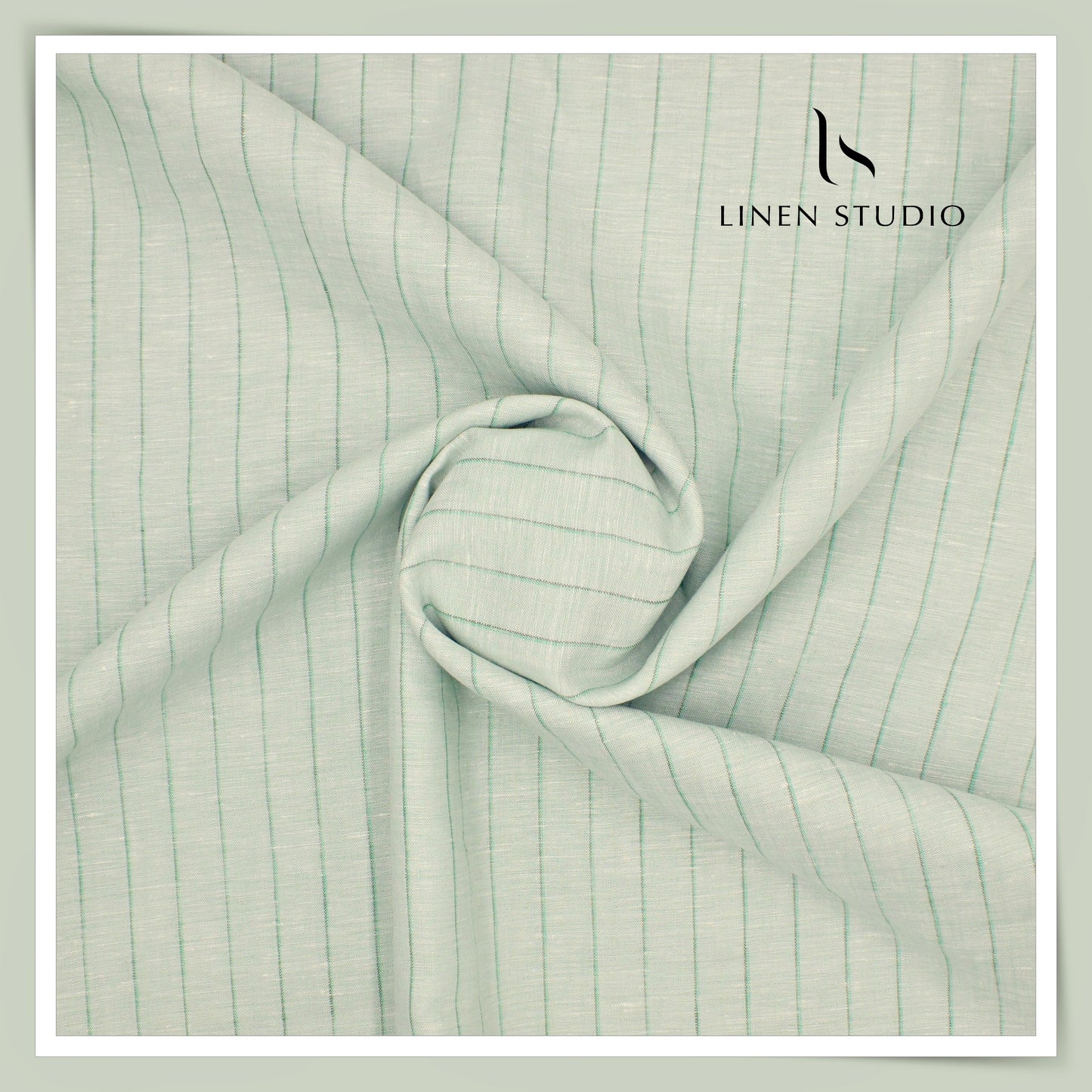 Linen Club 60 Lea Shirting - Light Green Stripes (50% SALE)