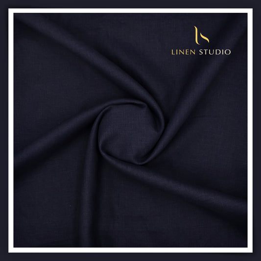 Linen Club 60 Lea Shirting - Darkest Blue (50% SALE)