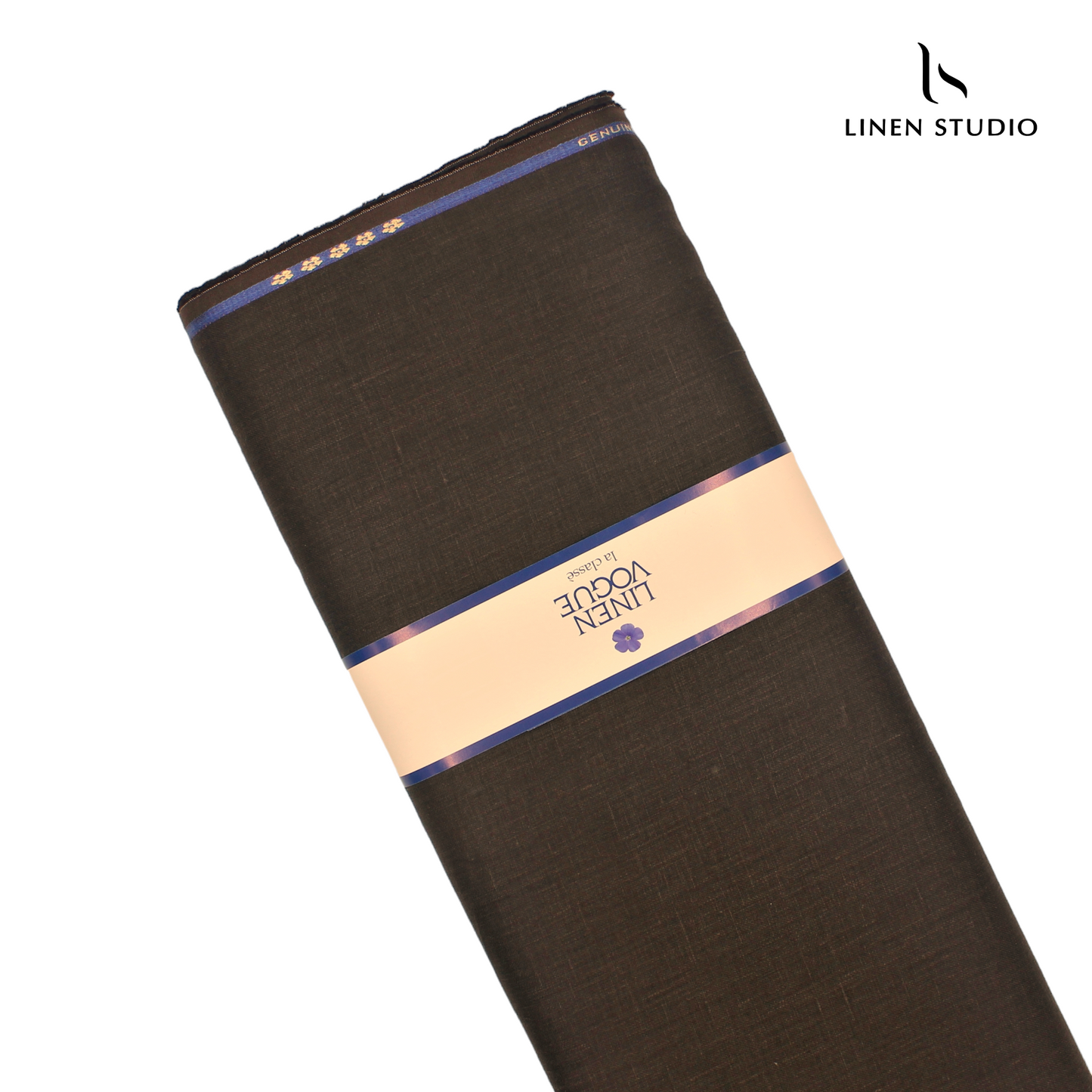 Premium Pure Linen Suiting by Linen Vogue - Dark Brown