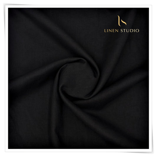 Linen Club 60 Lea Shirting - Jet Black (50% SALE)