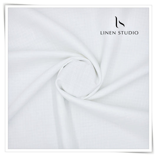 Linen Club 60 Lea Shirting - White Self Checks (50% SALE) (zoom in)